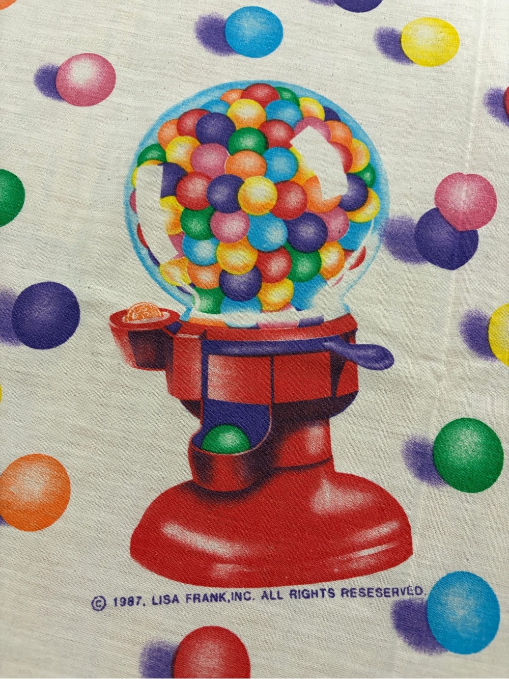 Vintage 1987 Lisa Frank Gumball Pattern Twin Sheet Set - Great Vtg Condition! - Picture 3 of 11